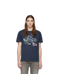 T-shirt girocollo stampata blu scuro di Nudie Jeans
