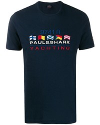 T-shirt girocollo stampata blu scuro di Paul & Shark