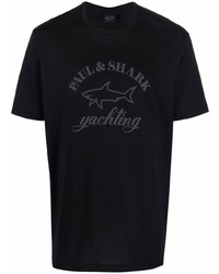T-shirt girocollo stampata blu scuro di Paul & Shark