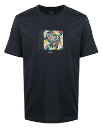 T-shirt girocollo stampata blu scuro di Paul Smith