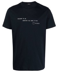 T-shirt girocollo stampata blu scuro di Peserico
