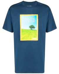 T-shirt girocollo stampata blu scuro di Pleasures