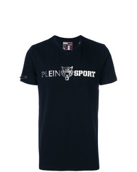 T-shirt girocollo stampata blu scuro di Plein Sport