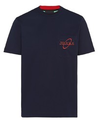 T-shirt girocollo stampata blu scuro di Prada