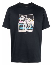 T-shirt girocollo stampata blu scuro di PS Paul Smith