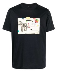 T-shirt girocollo stampata blu scuro di PS Paul Smith