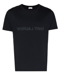 T-shirt girocollo stampata blu scuro di Saint Laurent