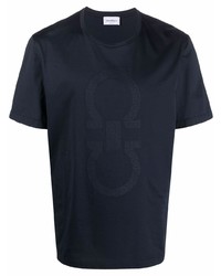T-shirt girocollo stampata blu scuro di Salvatore Ferragamo