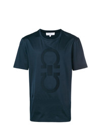 T-shirt girocollo stampata blu scuro di Salvatore Ferragamo