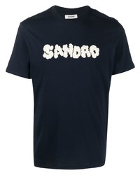 T-shirt girocollo stampata blu scuro di Sandro