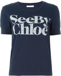 T-shirt girocollo stampata blu scuro di See by Chloe