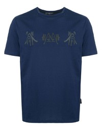 T-shirt girocollo stampata blu scuro di Shanghai Tang
