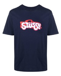 T-shirt girocollo stampata blu scuro di Stussy