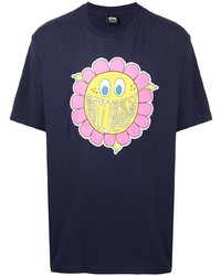 T-shirt girocollo stampata blu scuro di Stussy
