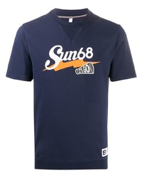 T-shirt girocollo stampata blu scuro di Sun 68