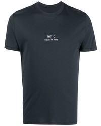 T-shirt girocollo stampata blu scuro di Ten C