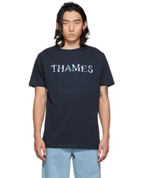 T-shirt girocollo stampata blu scuro di Thames MMXX