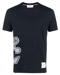T-shirt girocollo stampata blu scuro di Thom Browne