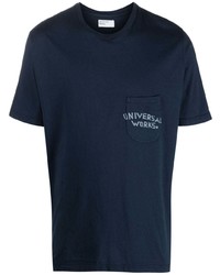 T-shirt girocollo stampata blu scuro di Universal Works
