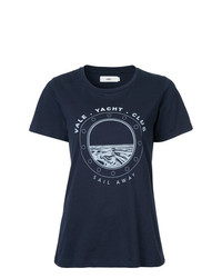 T-shirt girocollo stampata blu scuro di Vale