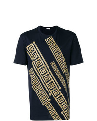 T-shirt girocollo stampata blu scuro di Versace Collection