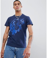 T-shirt girocollo stampata blu scuro di Versace Jeans