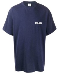 T-shirt girocollo stampata blu scuro di Vetements