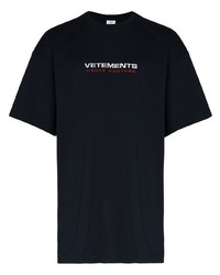 T-shirt girocollo stampata blu scuro di Vetements