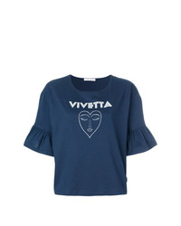 T-shirt girocollo stampata blu scuro di Vivetta