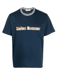 T-shirt girocollo stampata blu scuro di Wales Bonner