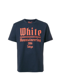 T-shirt girocollo stampata blu scuro di White Mountaineering
