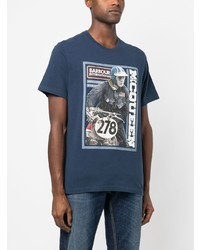 T-shirt girocollo stampata blu scuro di Barbour International