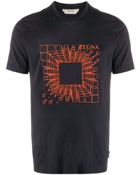T-shirt girocollo stampata blu scuro di Z Zegna