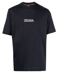 T-shirt girocollo stampata blu scuro di Zegna