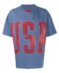 T-shirt girocollo stampata blu di 424