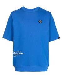 T-shirt girocollo stampata blu di AAPE BY A BATHING APE
