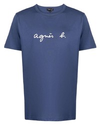 T-shirt girocollo stampata blu di agnès b.