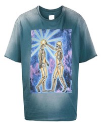T-shirt girocollo stampata blu di Alchemist