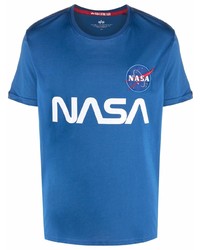 T-shirt girocollo stampata blu di Alpha Industries