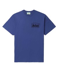 T-shirt girocollo stampata blu di Aries