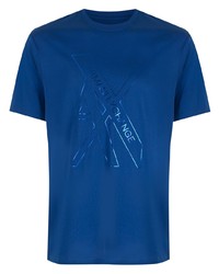 T-shirt girocollo stampata blu di Armani Exchange