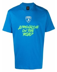 T-shirt girocollo stampata blu di Automobili Lamborghini