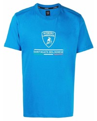 T-shirt girocollo stampata blu di Automobili Lamborghini