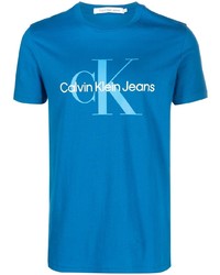 T-shirt girocollo stampata blu di Calvin Klein Jeans