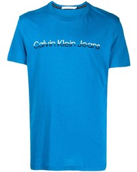 T-shirt girocollo stampata blu di Calvin Klein