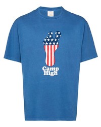 T-shirt girocollo stampata blu di Camp High