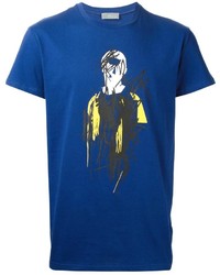 T-shirt girocollo stampata blu di Christian Dior