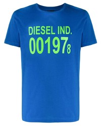 T-shirt girocollo stampata blu di Diesel