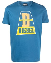 T-shirt girocollo stampata blu di Diesel