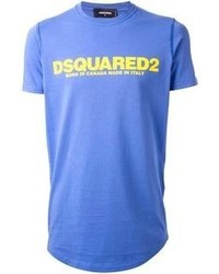 T-shirt girocollo stampata blu di DSquared